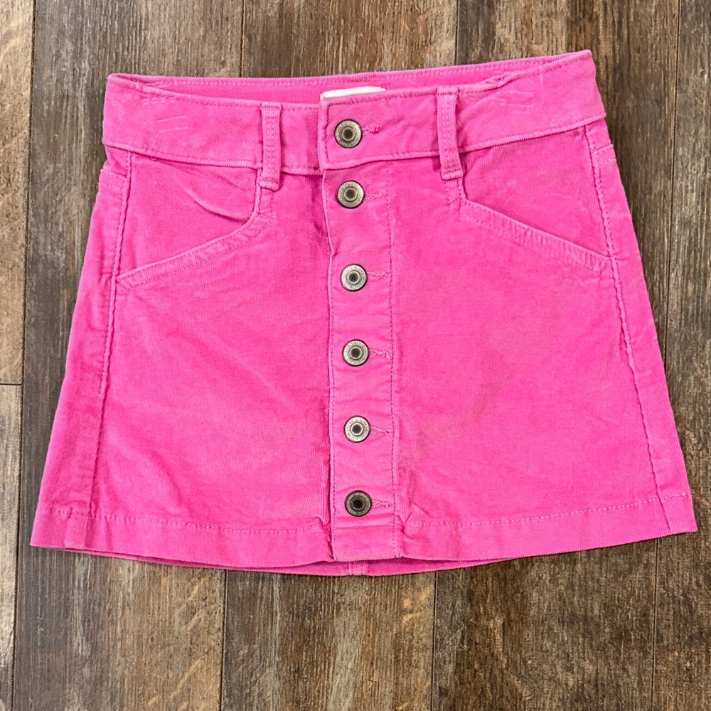 SO Pink Button-Front Kids Skirt